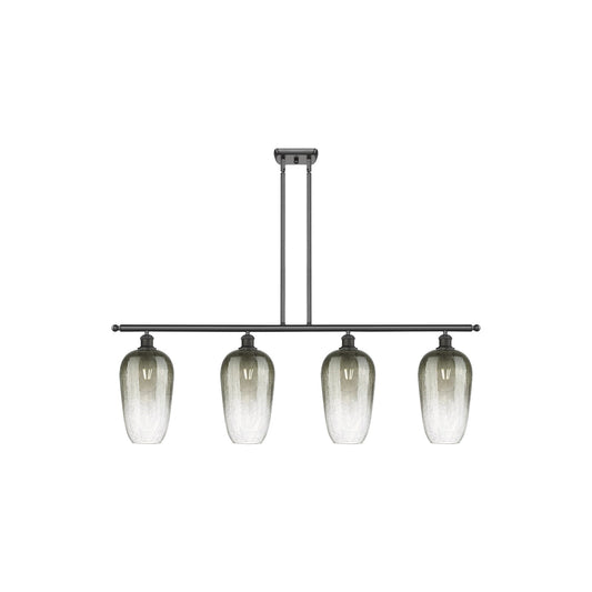 Innovations Brookhaven Flute 48in 4-Light Island Light | Industrial Oil Rubbed Bronze Steel and Slate Glass | Kitchen Island & | Model 516-4I-OB-G484-7SL