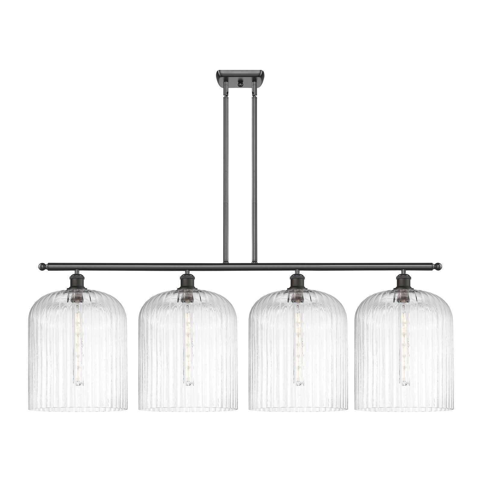 Innovations Bridal Veil 48in 4-Light Island Light | Art Nouveau Oil Rubbed Bronze Steel and Clear Ribbed Glass | Kitchen | Model 516-4I-OB-G559-12CL