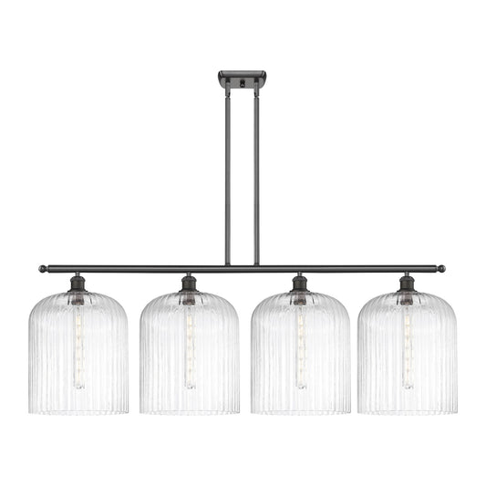 Innovations Bridal Veil 48in 4-Light Island Light | Art Nouveau Oil Rubbed Bronze Steel and Clear Ribbed Glass | Kitchen | Model 516-4I-OB-G559-12CL