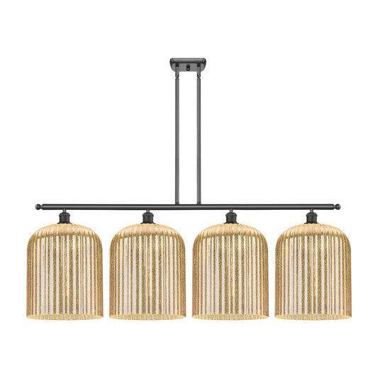 Innovations Bridal Veil 48in 4-Light Island Light | Art Nouveau Oil Rubbed Bronze Steel and Mercury Ribbed Glass | Kitchen | Model 516-4I-OB-G559-12ME