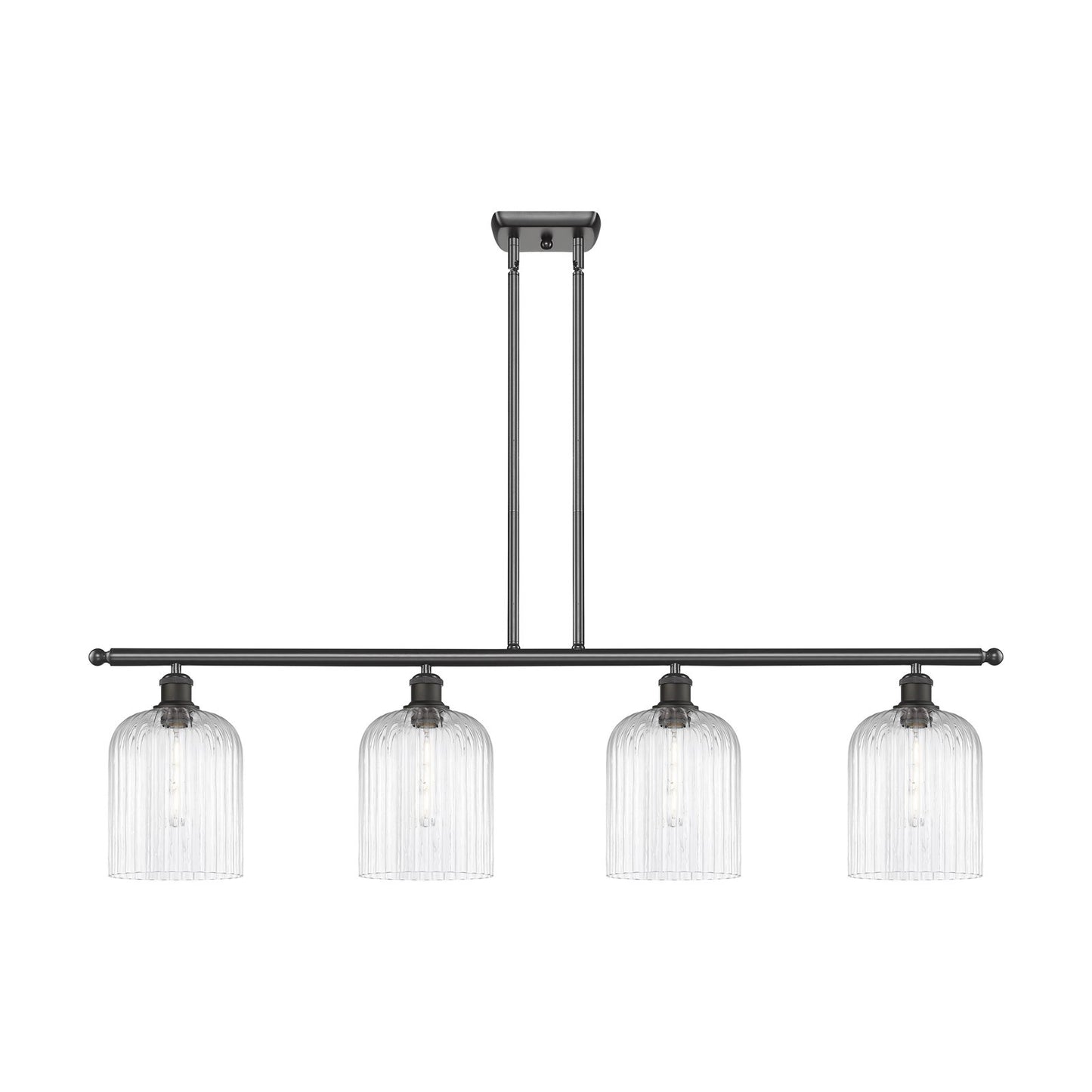 Innovations Bridal Veil 48in 4-Light Island Light | Art Nouveau Oil Rubbed Bronze Steel and Clear Ribbed Glass | Kitchen Island | Model 516-4I-OB-G559-8CL