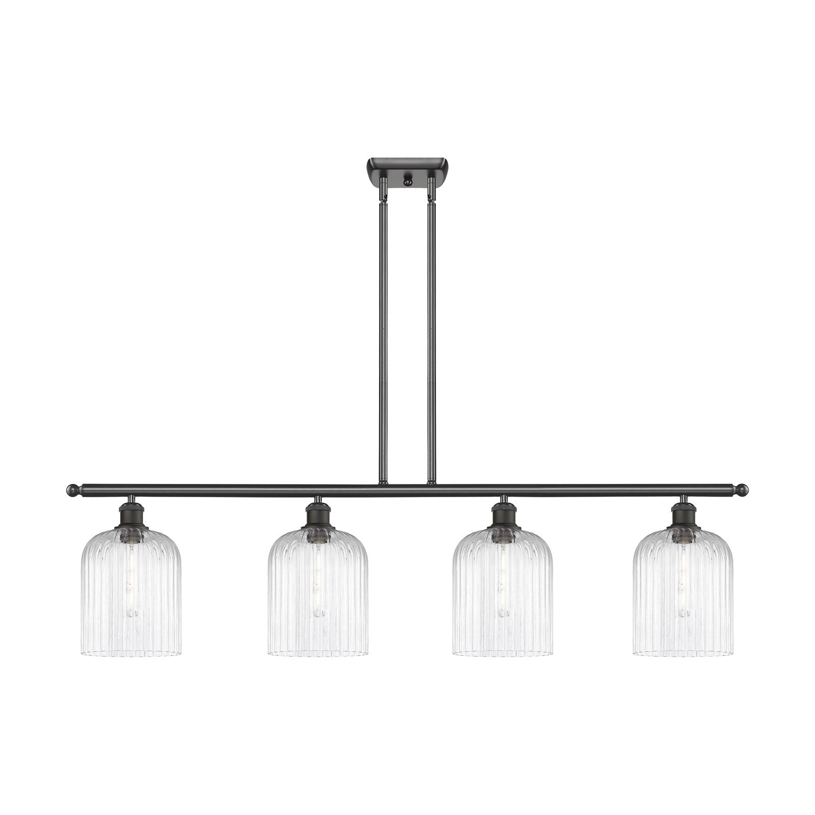 Innovations Bridal Veil 48in 4-Light Island Light | Art Nouveau Oil Rubbed Bronze Steel and Clear Ribbed Glass | Kitchen Island | Model 516-4I-OB-G559-8CL