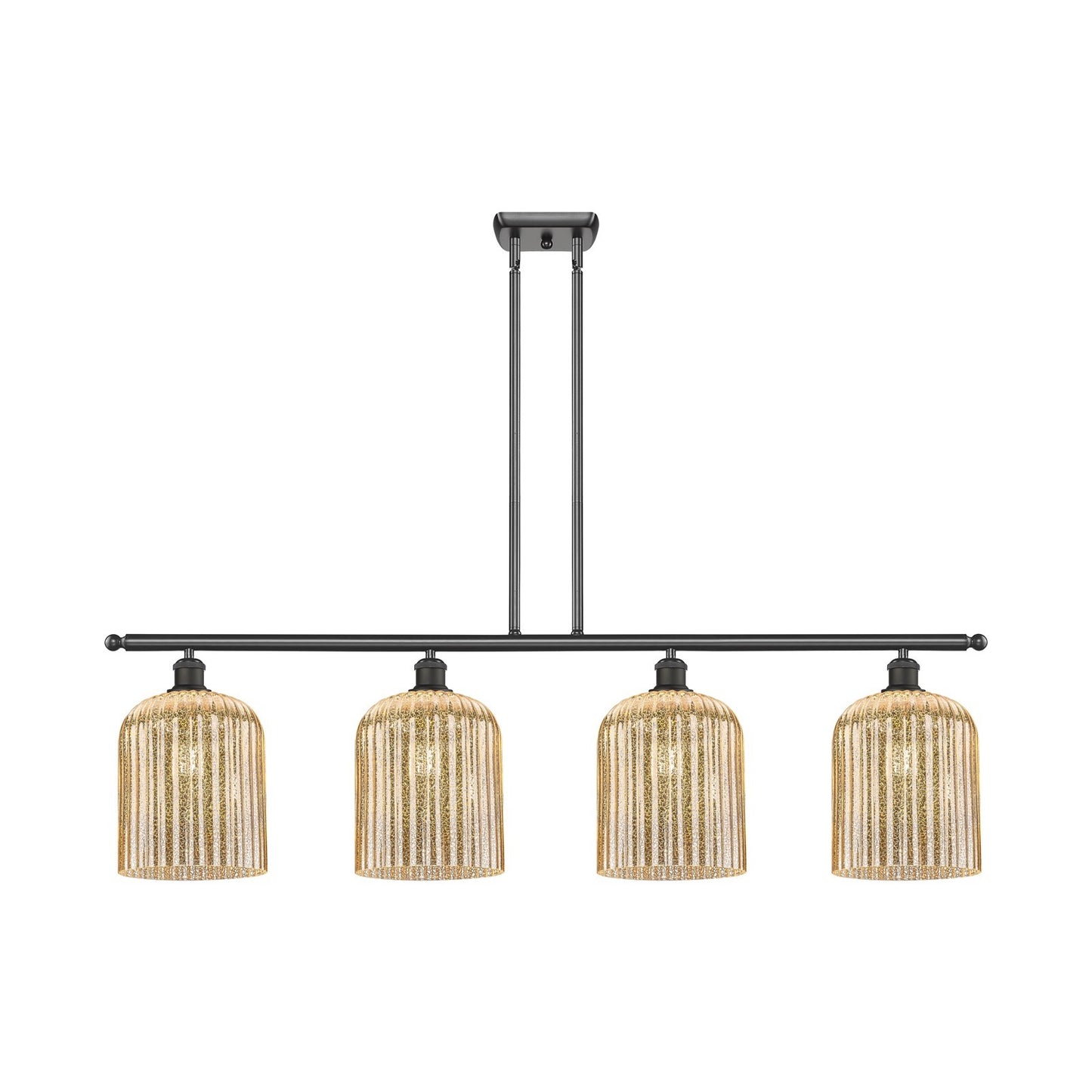 Innovations Bridal Veil 48in 4-Light Island Light | Art Nouveau Oil Rubbed Bronze Steel and Mercury Ribbed Glass | Kitchen | Model 516-4I-OB-G559-8ME