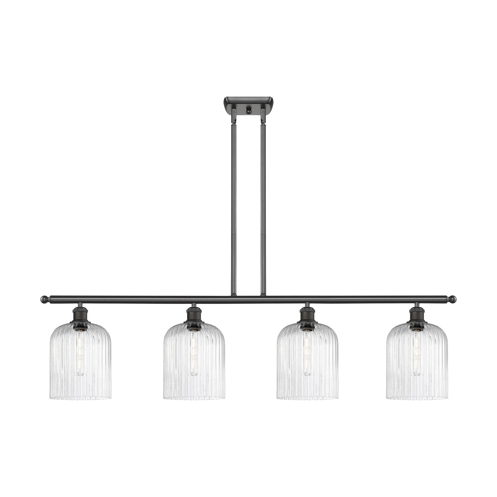 Innovations Bridal Veil 48in 4-Light Island Light | Art Nouveau Oil Rubbed Bronze Steel and Seedy Ribbed Glass | Kitchen | Model 516-4I-OB-G559-8SDY