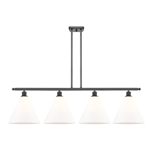 Innovations Berkshire 50in 4-Light Island Light | Industrial Oil Rubbed Bronze Steel and Matte White Glass | Kitchen Island | Model 516-4I-OB-GBC-121-LED
