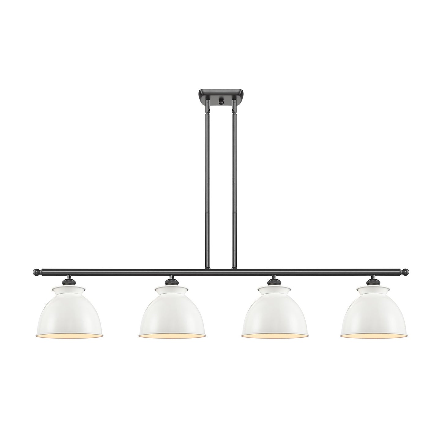 Innovations Adirondack 48in 4-Light Island Light | Industrial Oil Rubbed Bronze Steel and Glossy White Metal Shade | Kitchen | Model 516-4I-OB-M14-W-LED