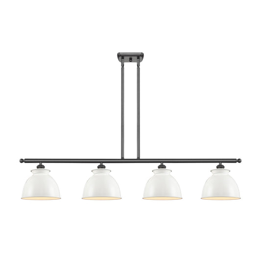 Innovations Adirondack 48in 4-Light Island Light | Industrial Oil Rubbed Bronze Steel and Glossy White Metal Shade | Kitchen | Model 516-4I-OB-M14-W-LED