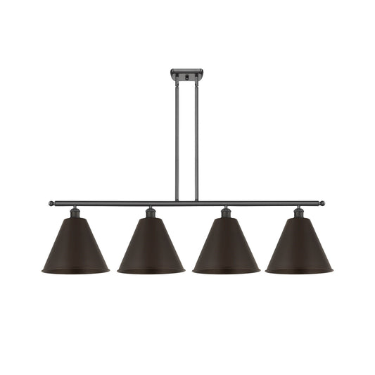 Innovations Berkshire 50in 4-Light Island Light | Industrial Oil Rubbed Bronze Steel and Cast Brass | Kitchen Island & Dining | Model 516-4I-OB-MBC-12-OB
