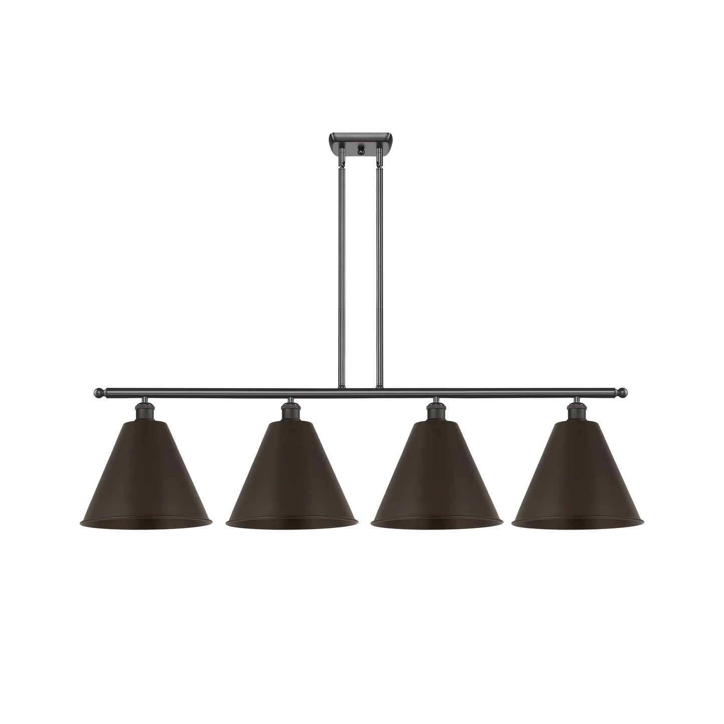 Innovations Berkshire Metal 50in 4-Light Island Light | Industrial Oil Rubbed Bronze Steel and Cast Brass | Kitchen Island | Model 516-4I-OB-MBC-12-OB-LED