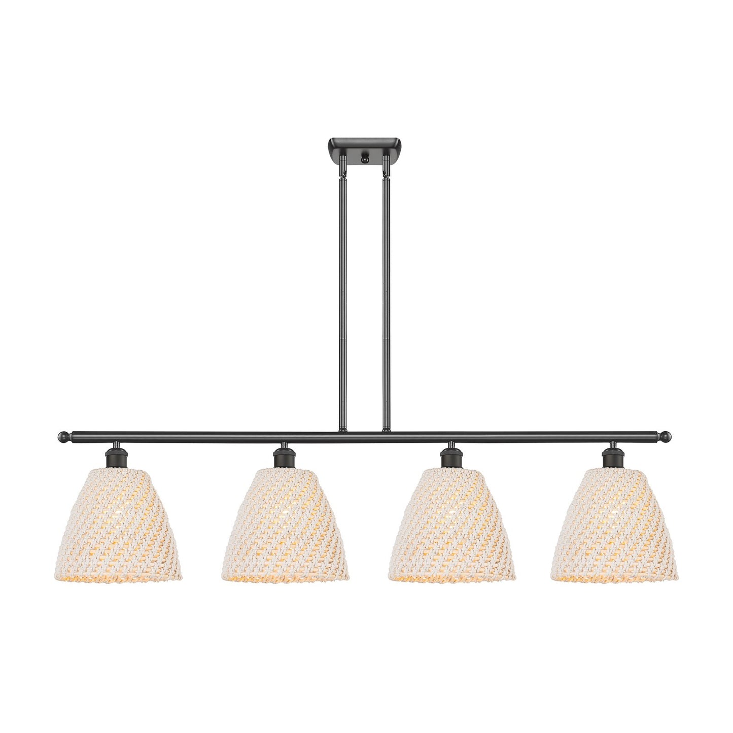 Innovations Bristol Natural 48in 4-Light Island Light | Farmhouse Oil Rubbed Bronze and Natural Fiber Dome Shade | Kitchen | Model 516-4I-OB-NBD-9-NAT