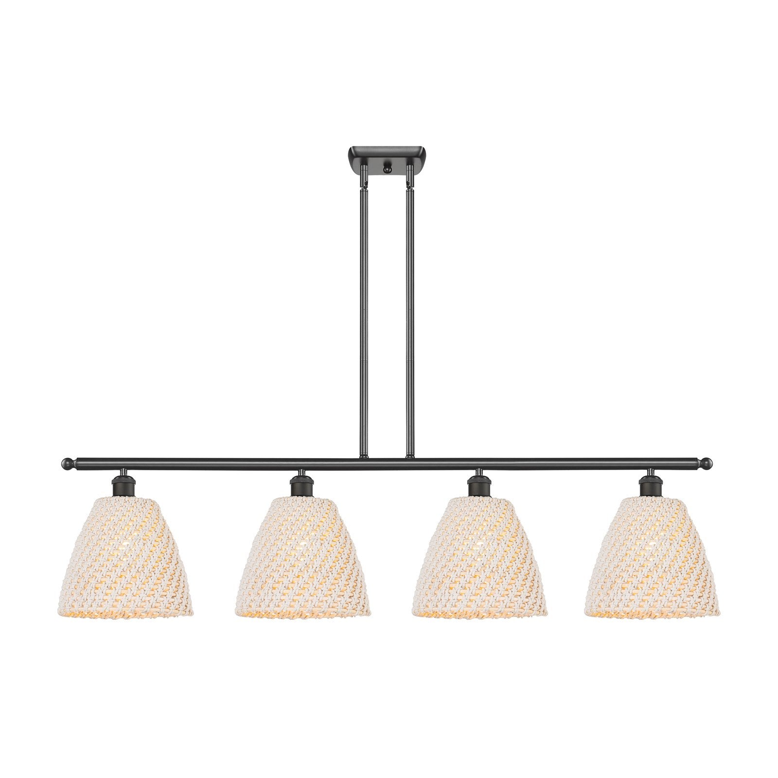 Innovations Bristol Natural 48in 4-Light Island Light | Farmhouse Oil Rubbed Bronze and Natural Fiber Dome Shade | Kitchen | Model 516-4I-OB-NBD-9-NAT