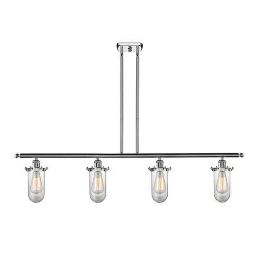 Innovations Kingsbury 48in 4-Light Island Light | Industrial Polished Chrome Steel and Clear Glass | Kitchen Island & | Model 516-4I-PC-CE231-CL-LED