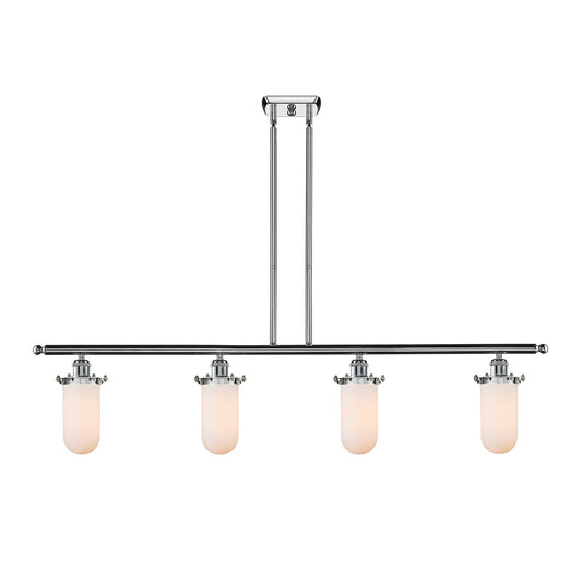 Innovations Kingsbury 48in 4-Light Island Light | Industrial Polished Chrome and Matte White Glass | Kitchen Island & Dining | Model 516-4I-PC-CE231-W