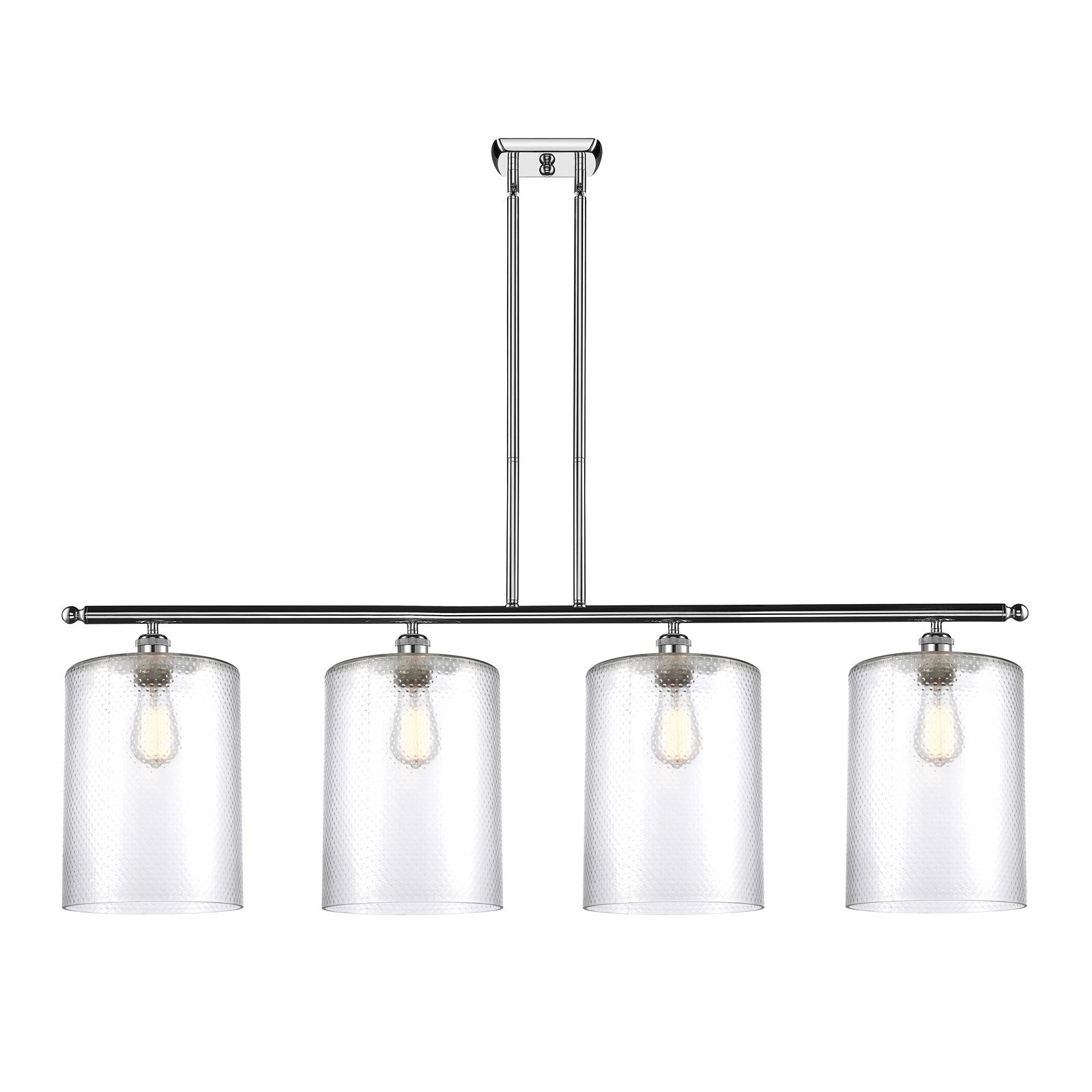 Innovations Cobbleskill 48in 4-Light Island Light | Industrial Polished Chrome Steel and Clear Glass | Kitchen Island & Dining | Model 516-4I-PC-G112-L