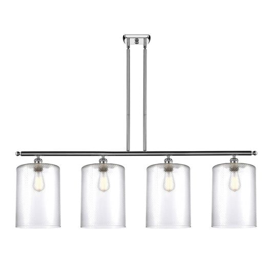 Innovations Cobbleskill 48in 4-Light Island Light | Industrial Polished Chrome Steel and Clear Glass | Kitchen Island & Dining | Model 516-4I-PC-G112-L