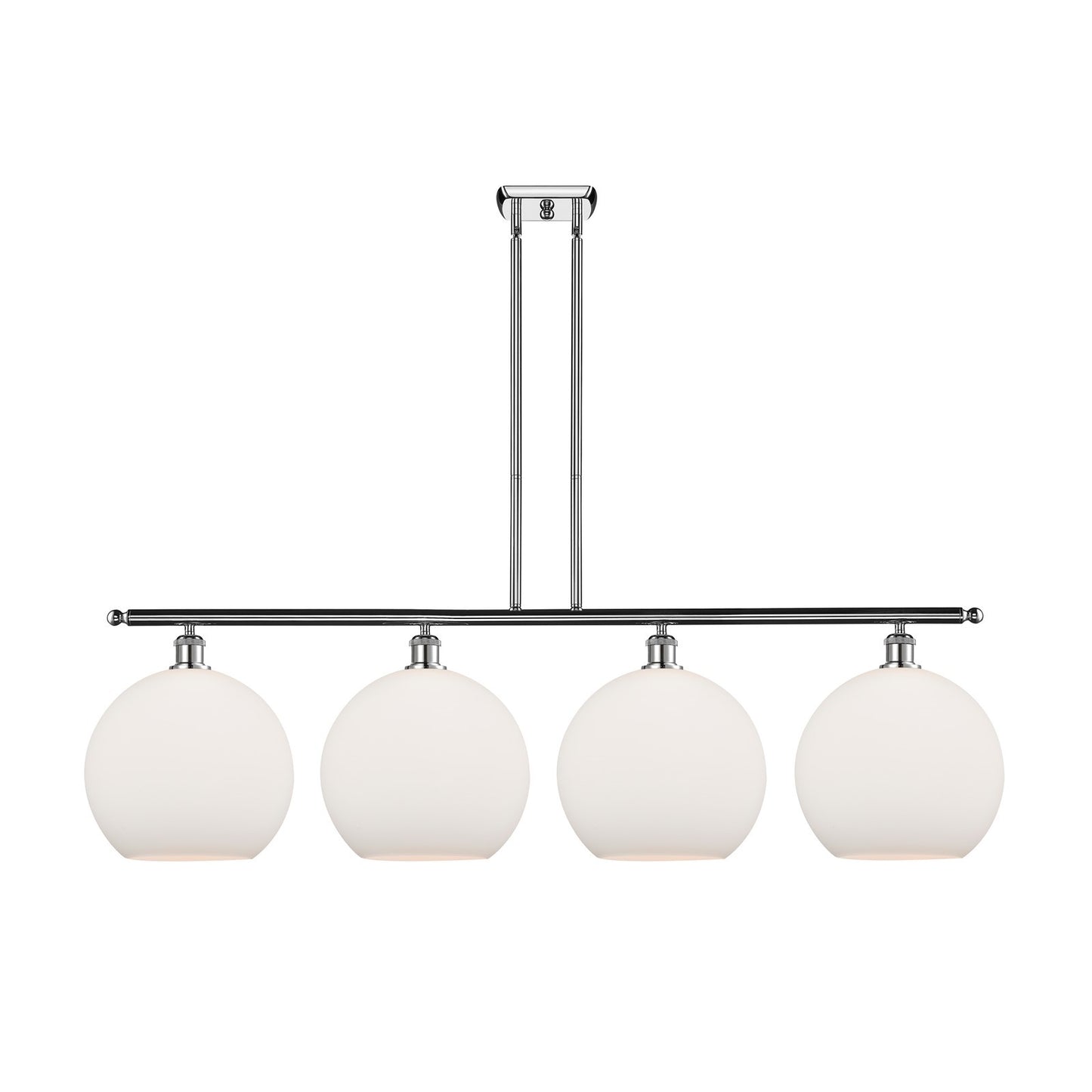 Innovations Athens 50in 4-Light Island Light | Industrial Polished Chrome and Matte White Glass | Kitchen Island & Dining Room | Model 516-4I-PC-G121-12