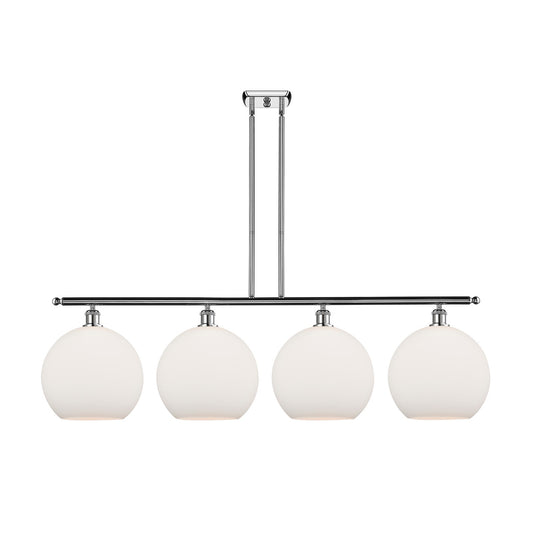 Innovations Athens 50in 4-Light Island Light | Industrial Polished Chrome and Matte White Glass | Kitchen Island & Dining Room | Model 516-4I-PC-G121-12