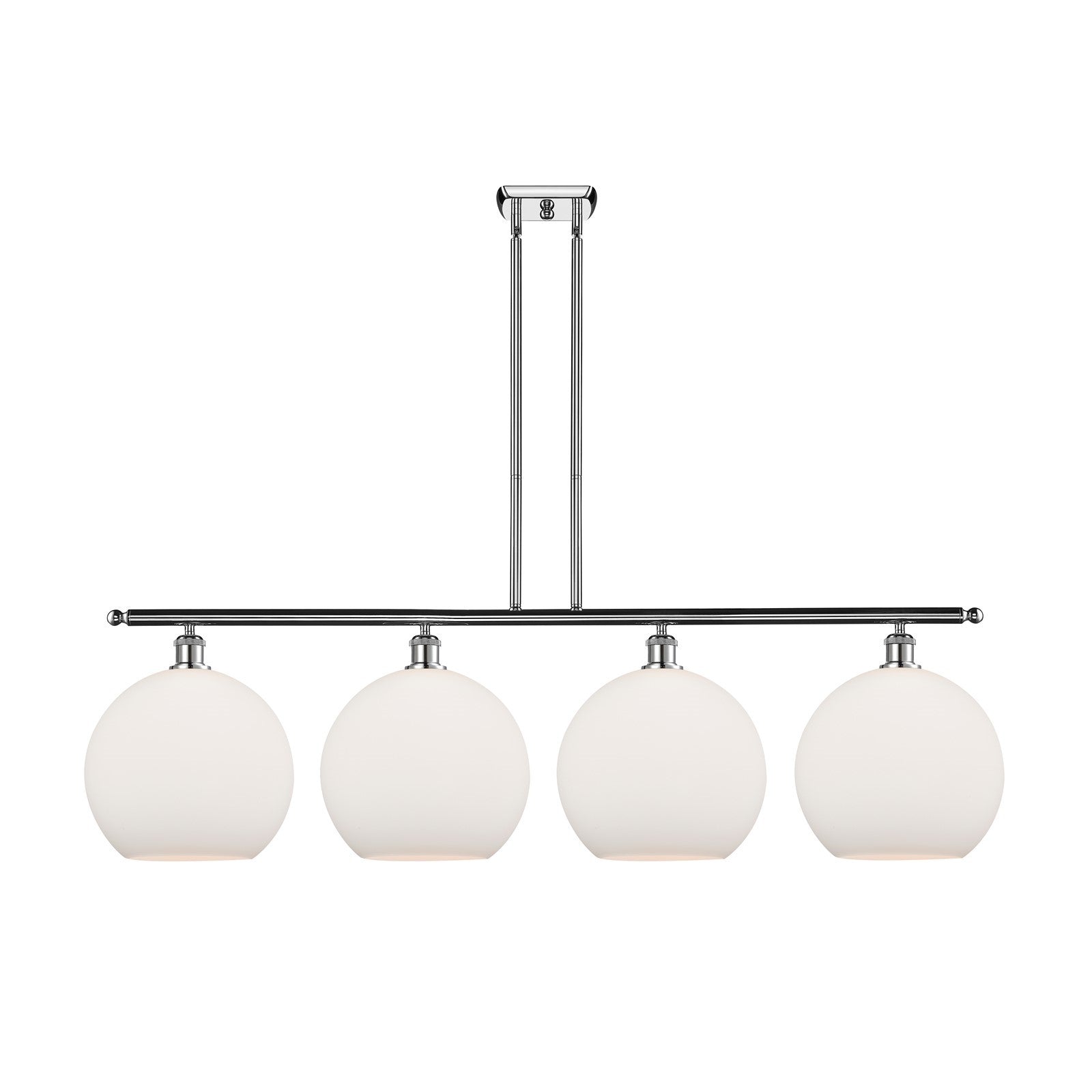Innovations Athens 50in 4-Light Island Light | Industrial Polished Chrome and Matte White Glass | Kitchen Island & Dining Room | Model 516-4I-PC-G121-12