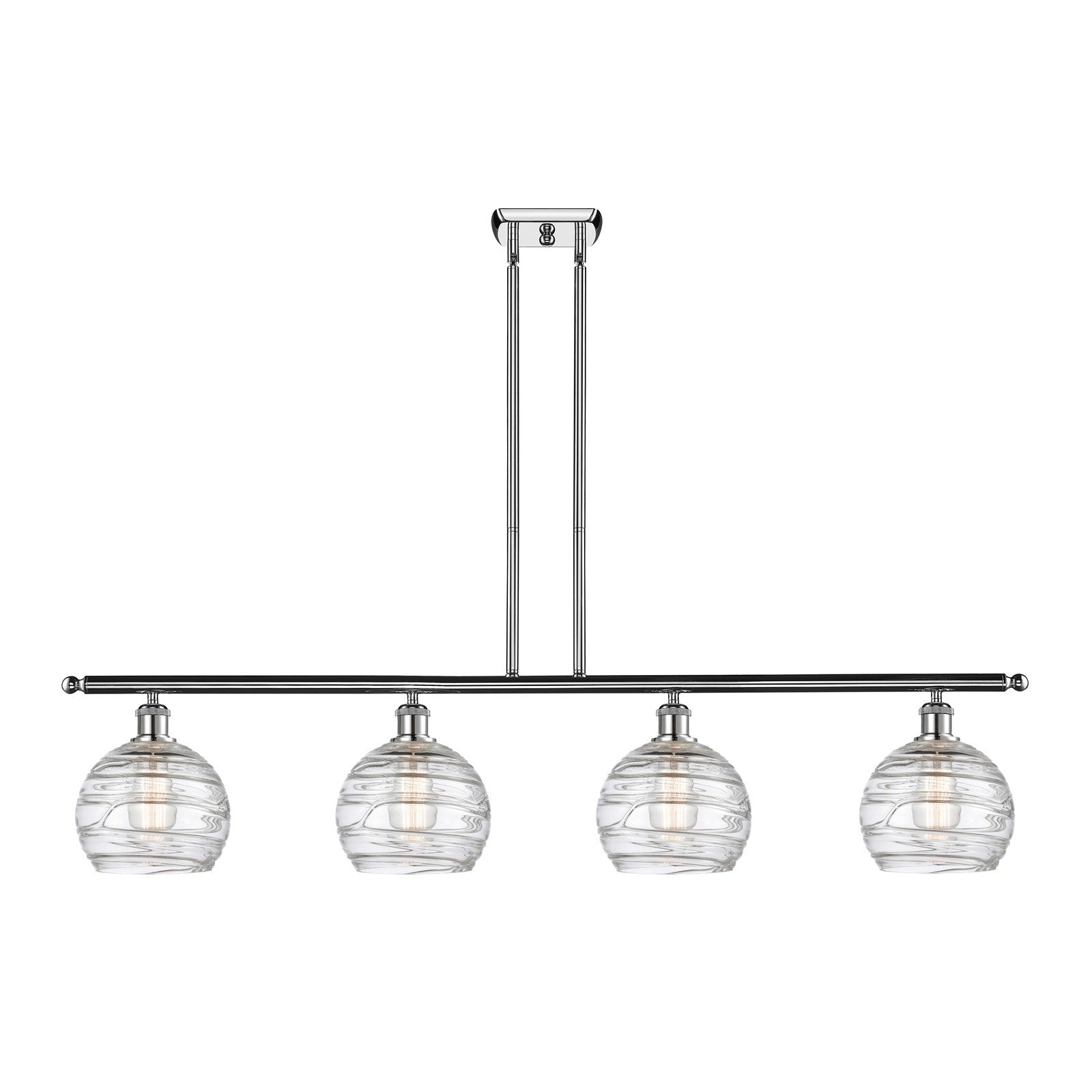Innovations Athens Deco Swirl 48in 4-Light Island Light | Industrial Polished Chrome and Clear Deco Swirl Glass | Kitchen | Model 516-4I-PC-G1213-8CL