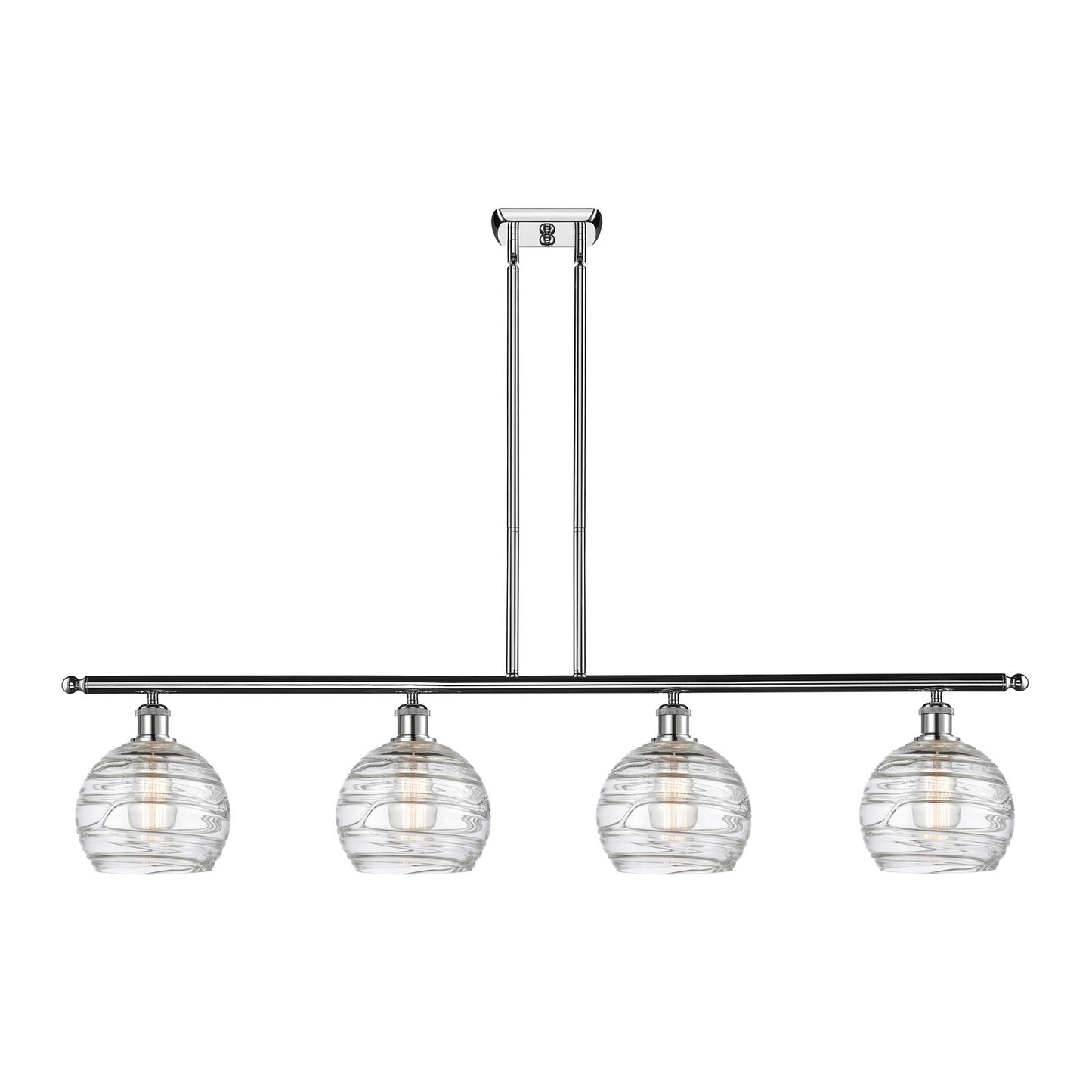 Innovations Athens Deco Swirl 48in 4-Light Island Light | Industrial Polished Chrome and Clear Deco Swirl Glass | Kitchen | Model 516-4I-PC-G1213-8CL