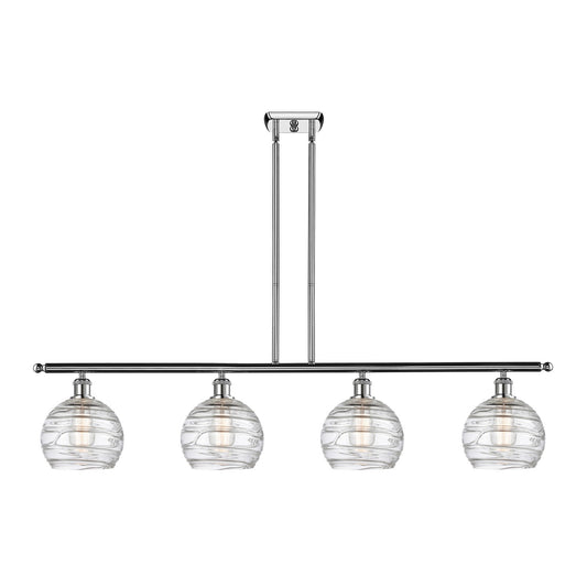 Innovations Athens Deco Swirl 48in 4-Light Island Light | Industrial Polished Chrome and Clear Deco Swirl Glass | Kitchen | Model 516-4I-PC-G1213-8CL