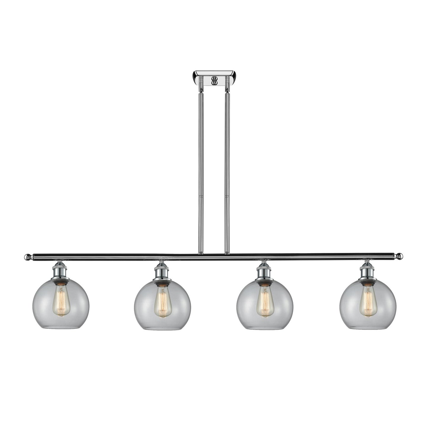 Innovations Athens 48in 4-Light Island Light | Industrial Modern Polished Chrome and Clear Glass | Kitchen Island & Dining Room | Model 516-4I-PC-G122-10