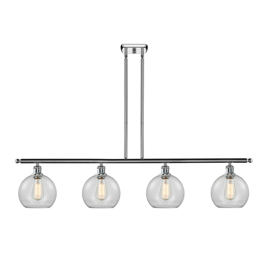 Innovations Athens 48in 4-Light Island Light | Industrial Polished Chrome Steel and Clear Glass | Kitchen Island & Dining | Model 516-4I-PC-G122-8-LED