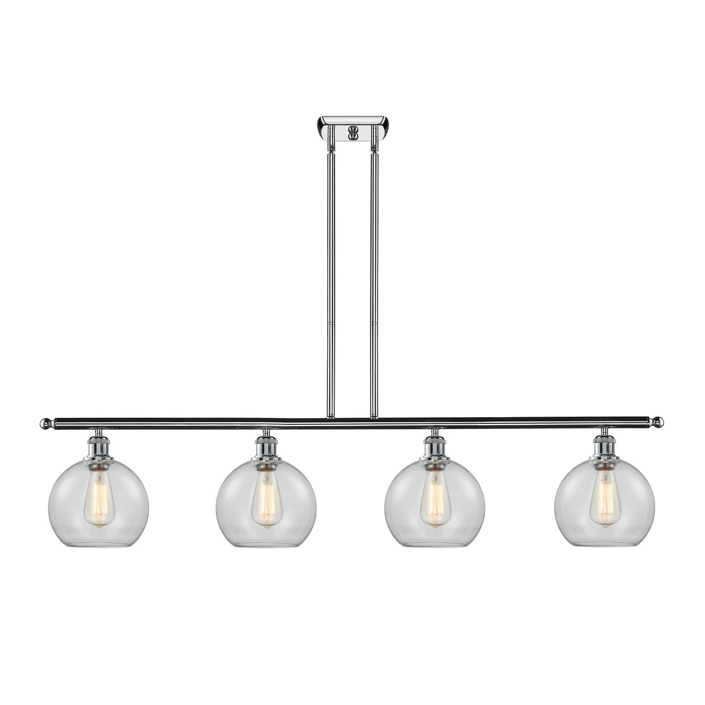 Innovations Athens 48in 4-Light Island Light | Industrial Polished Chrome Steel and Clear Glass | Kitchen Island & Dining | Model 516-4I-PC-G122-8-LED