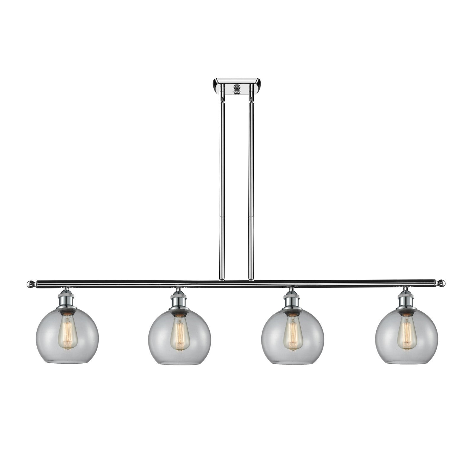 Innovations Athens 48in 4-Light Island Light | Modern Farmhouse Polished Chrome and Clear Basket Weave Glass | Kitchen Island | Model 516-4I-PC-G122C-8CL