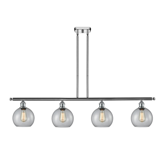Innovations Athens 48in 4-Light Island Light | Modern Farmhouse Polished Chrome and Clear Basket Weave Glass | Kitchen Island | Model 516-4I-PC-G122C-8CL