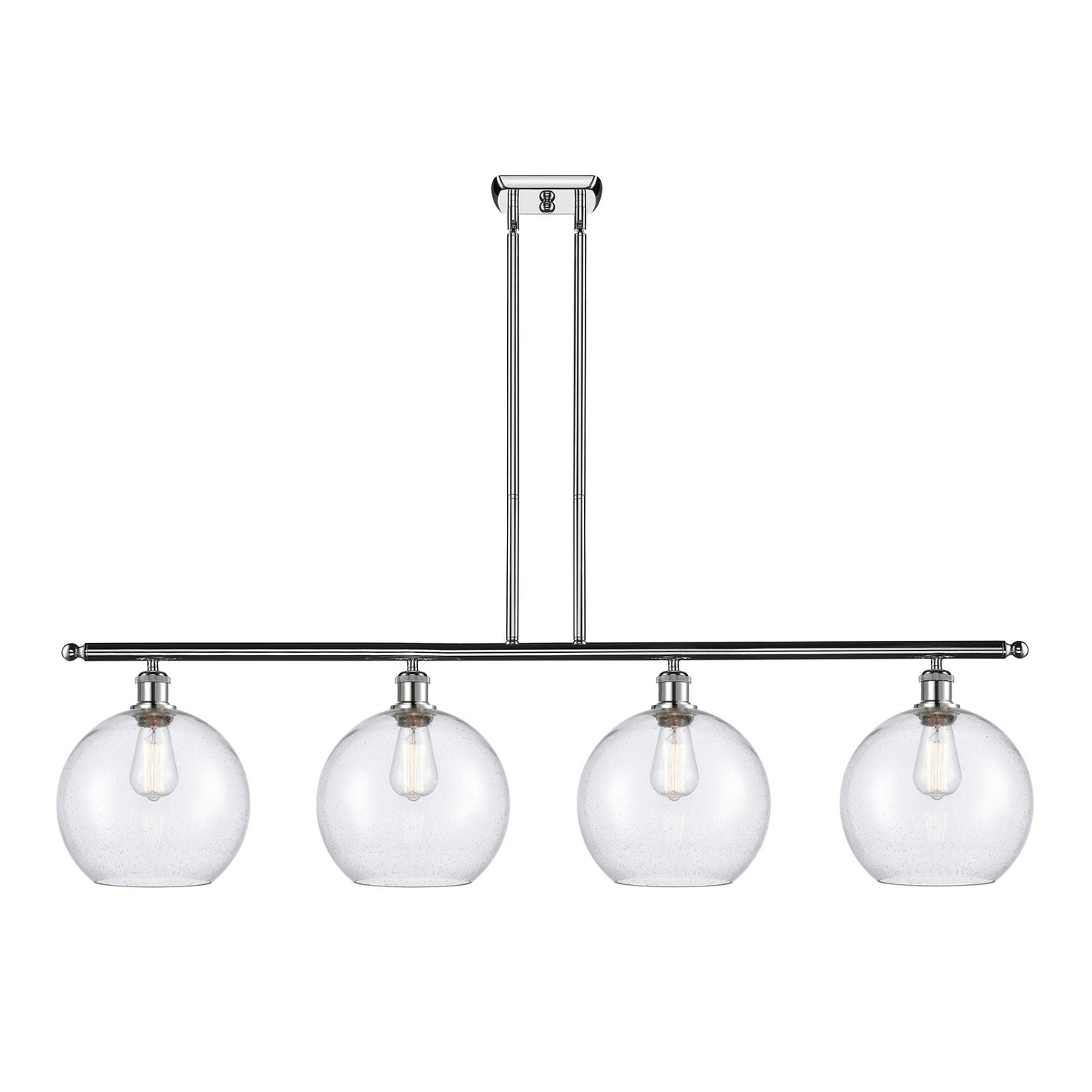 Innovations Athens 48.25in 4-Light Island Light | Industrial Polished Chrome Steel and Seedy Glass | Kitchen Island & Dining | Model 516-4I-PC-G124-10