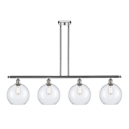 Innovations Athens 48.25in 4-Light Island Light | Industrial Polished Chrome Steel and Seedy Glass | Kitchen Island & Dining | Model 516-4I-PC-G124-10