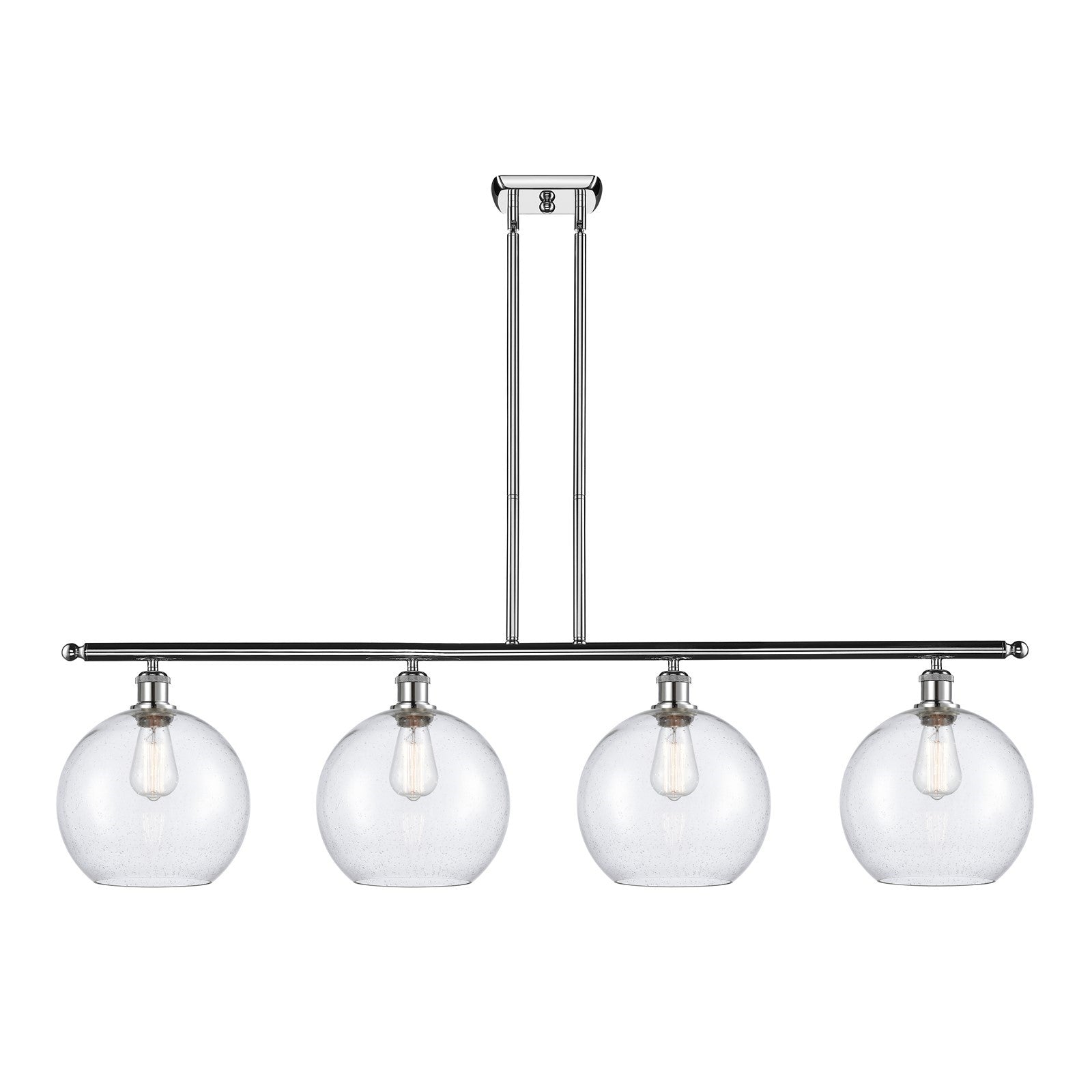 Innovations Athens 48.25in 4-Light Island Light | Industrial Polished Chrome Steel and Seedy Glass | Kitchen Island & Dining | Model 516-4I-PC-G124-10