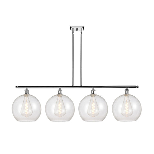 Innovations Athens 50in 4-Light Island Light | Industrial Modern Polished Chrome Steel and Seedy Glass | Kitchen Island & Dining | Model 516-4I-PC-G124-12