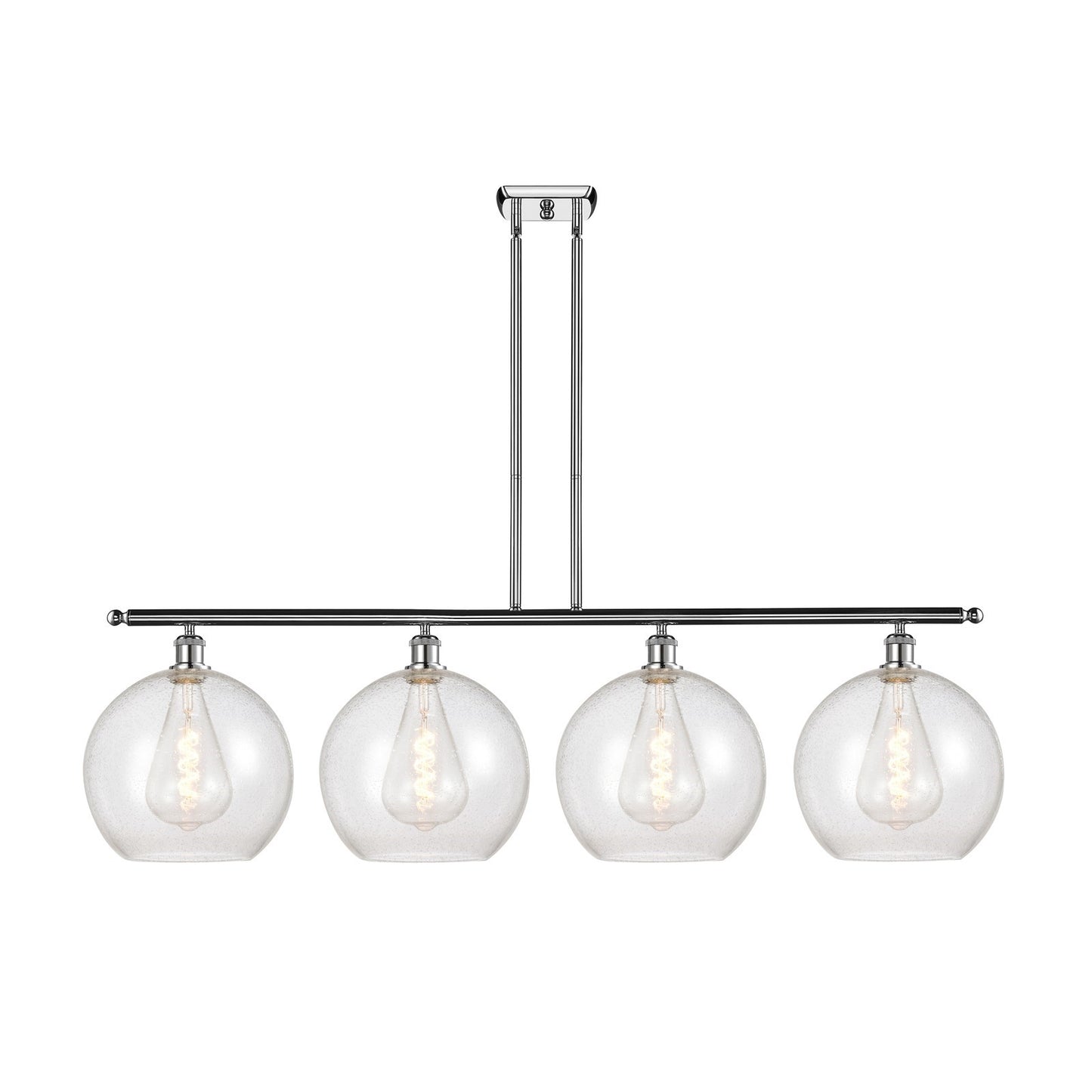 Innovations Athens 50in 4-Light Island Light | Industrial Modern Polished Chrome Steel and Seedy Glass | Kitchen Island & Dining | Model 516-4I-PC-G124-12