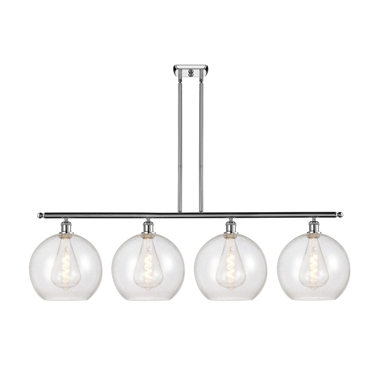 Innovations Athens 50in 4-Light Island Light | Industrial Modern Polished Chrome Steel and Seedy Glass | Kitchen Island & Dining | Model 516-4I-PC-G124-12