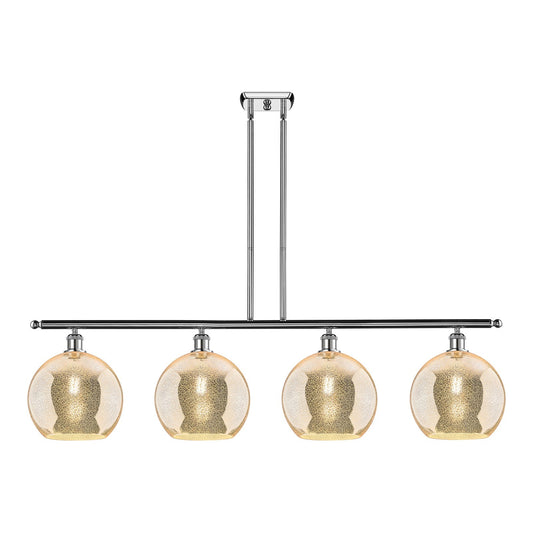 Innovations Athens 48in 4-Light Island Light | Industrial Polished Chrome and Mercury Glass | Kitchen Island & Dining Room | Model 516-4I-PC-G128-10
