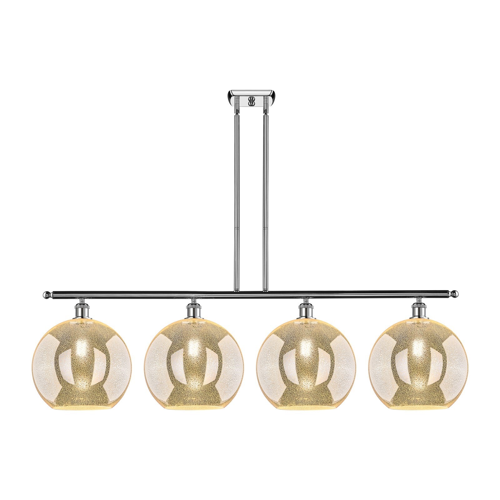 Innovations Athens 50in 4-Light Island Light | Industrial Polished Chrome Steel and Mercury Glass | Kitchen Island & Dining Room | Model 516-4I-PC-G128-12