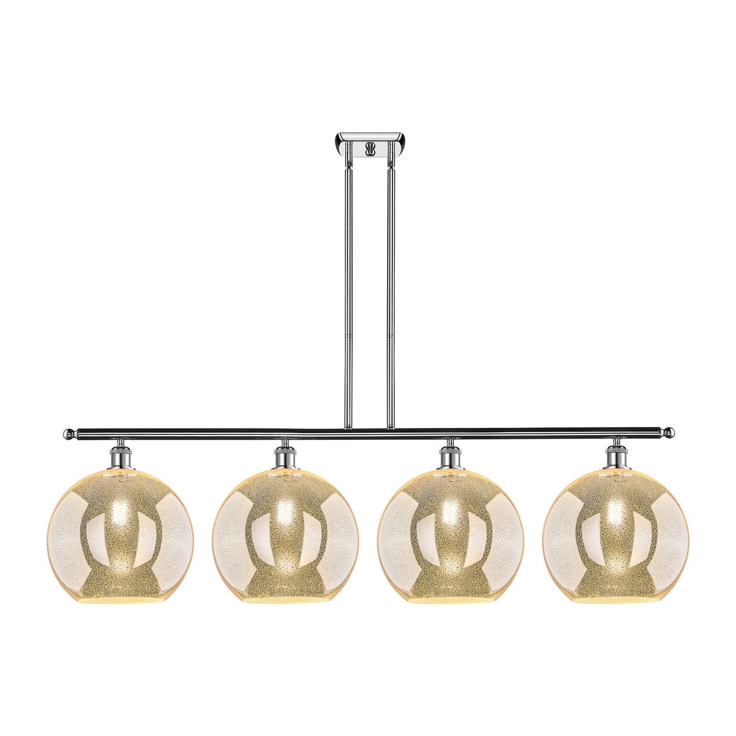 Innovations Athens 50in 4-Light Island Light | Industrial Polished Chrome Steel and Mercury Glass | Kitchen Island & Dining Room | Model 516-4I-PC-G128-12