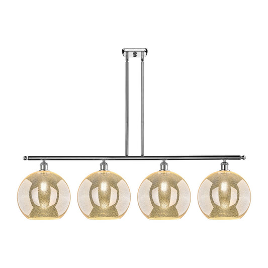 Innovations Athens 50in 4-Light Island Light | Industrial Polished Chrome Steel and Mercury Glass | Kitchen Island & Dining Room | Model 516-4I-PC-G128-12