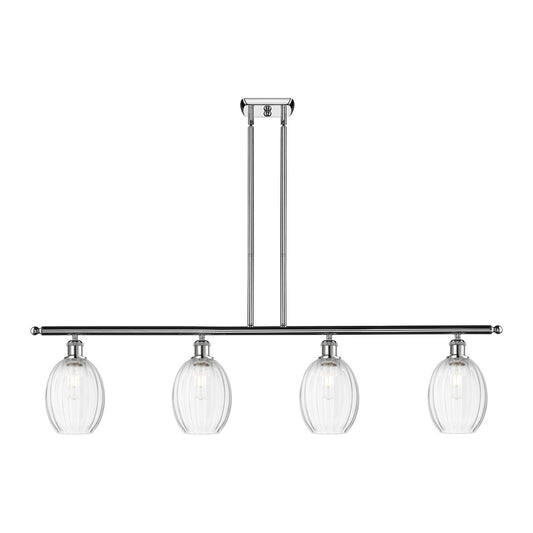 Innovations Preston Bulb 48in 4-Light Island Light | Industrial Polished Chrome and Clear Glass | Kitchen Island & Dining Room | Model 516-4I-PC-G459-6CL