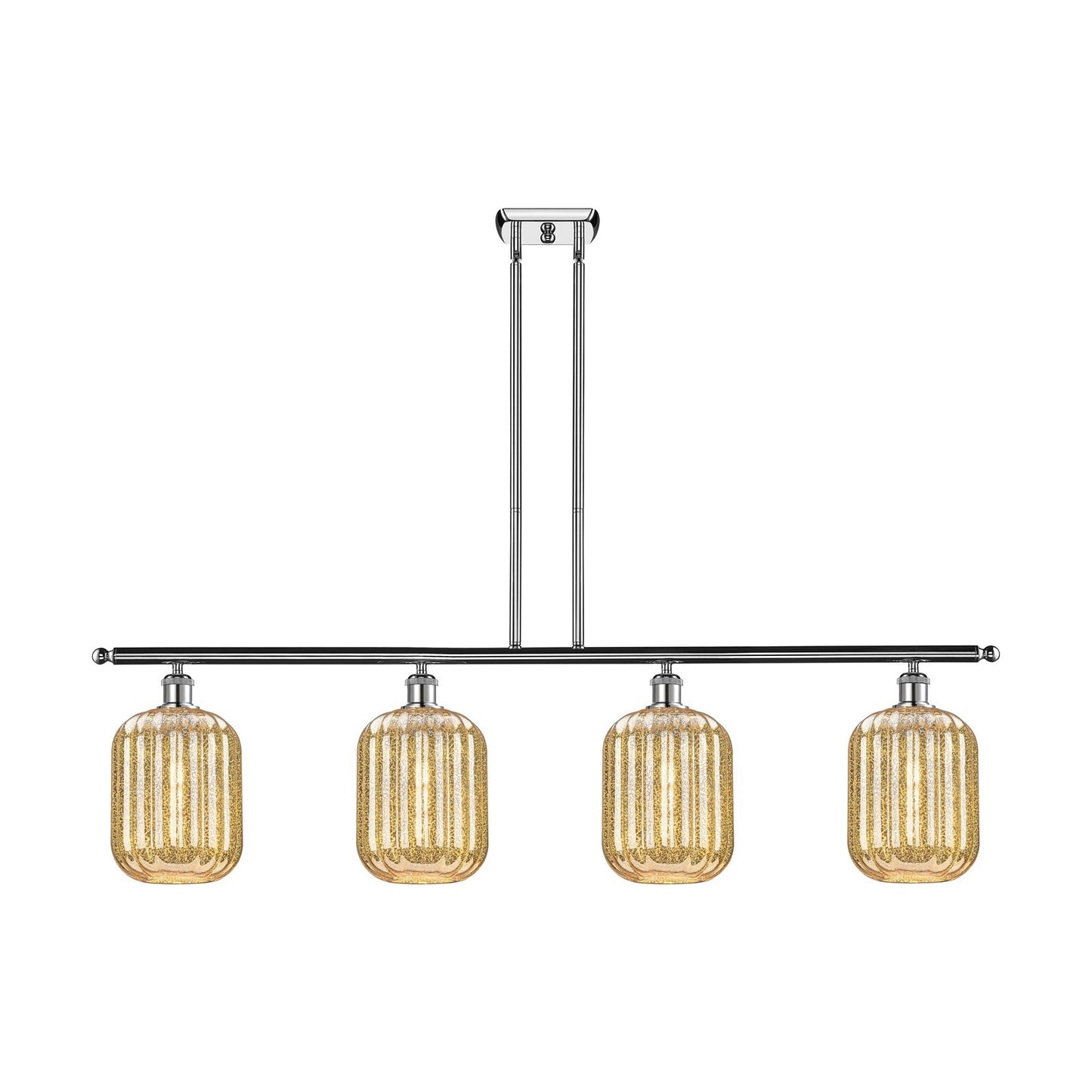 Innovations Preston Cylinder 48in 4-Light Island Light | Industrial Modern Polished Chrome and Mercury Glass | Kitchen Island & | Model 516-4I-PC-G460-7ME
