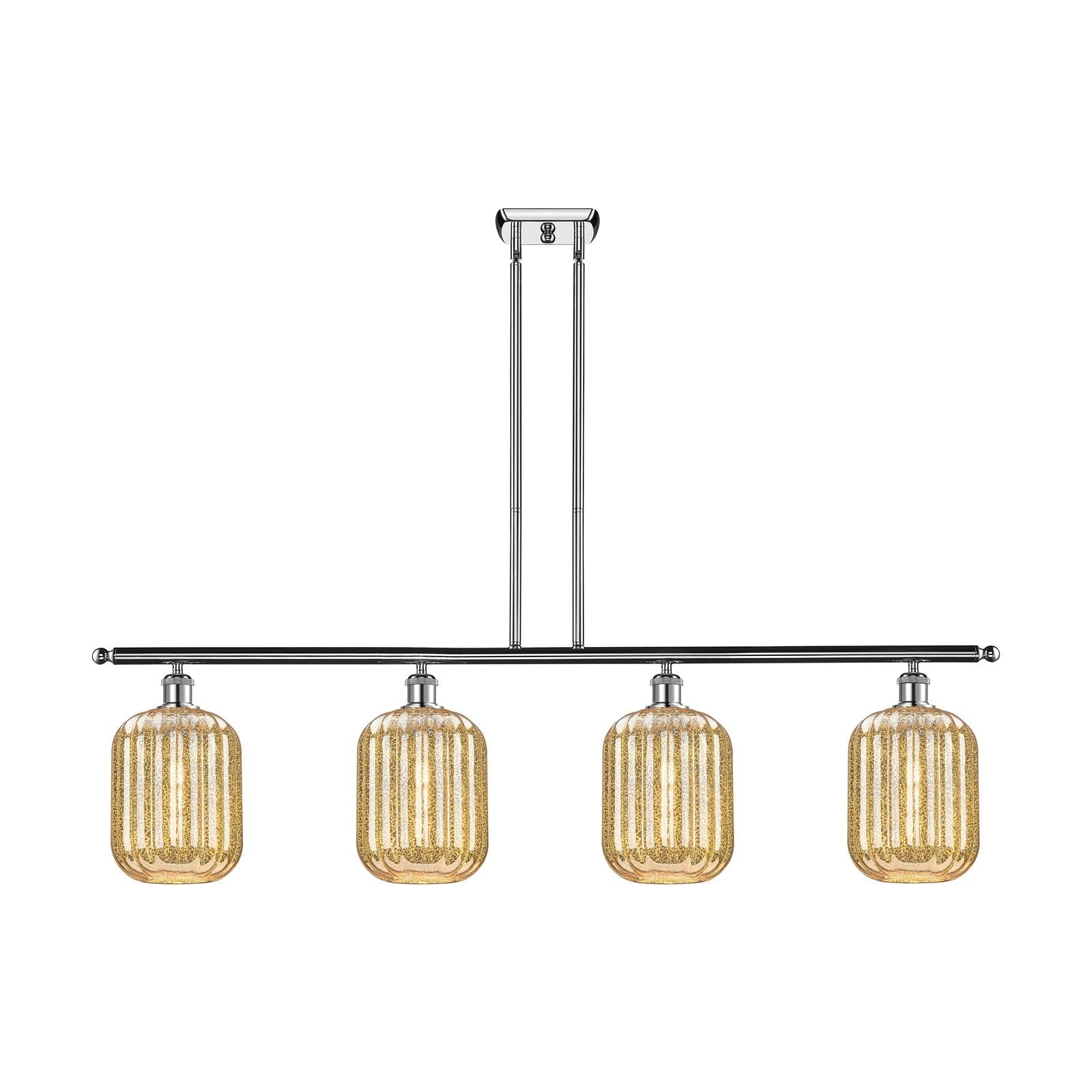 Innovations Preston Cylinder 48in 4-Light Island Light | Industrial Modern Polished Chrome and Mercury Glass | Kitchen Island & | Model 516-4I-PC-G460-7ME