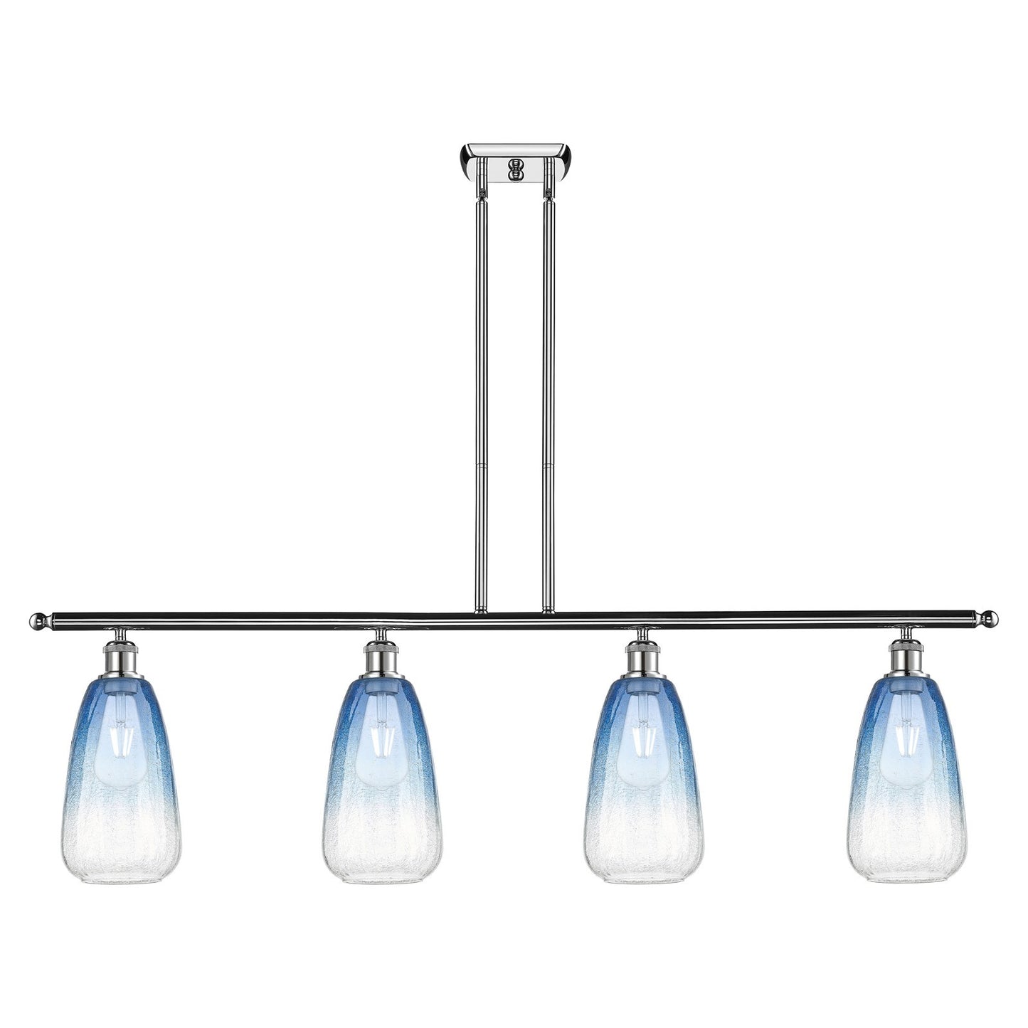 Innovations Brookhaven Almond 48in 4-Light Island Light | Industrial Polished Chrome and Sapphire Blue Glass | Kitchen Island & | Model 516-4I-PC-G480-6SB