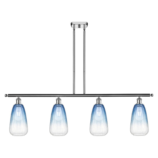 Innovations Brookhaven Almond 48in 4-Light Island Light | Industrial Polished Chrome and Sapphire Blue Glass | Kitchen Island & | Model 516-4I-PC-G480-6SB