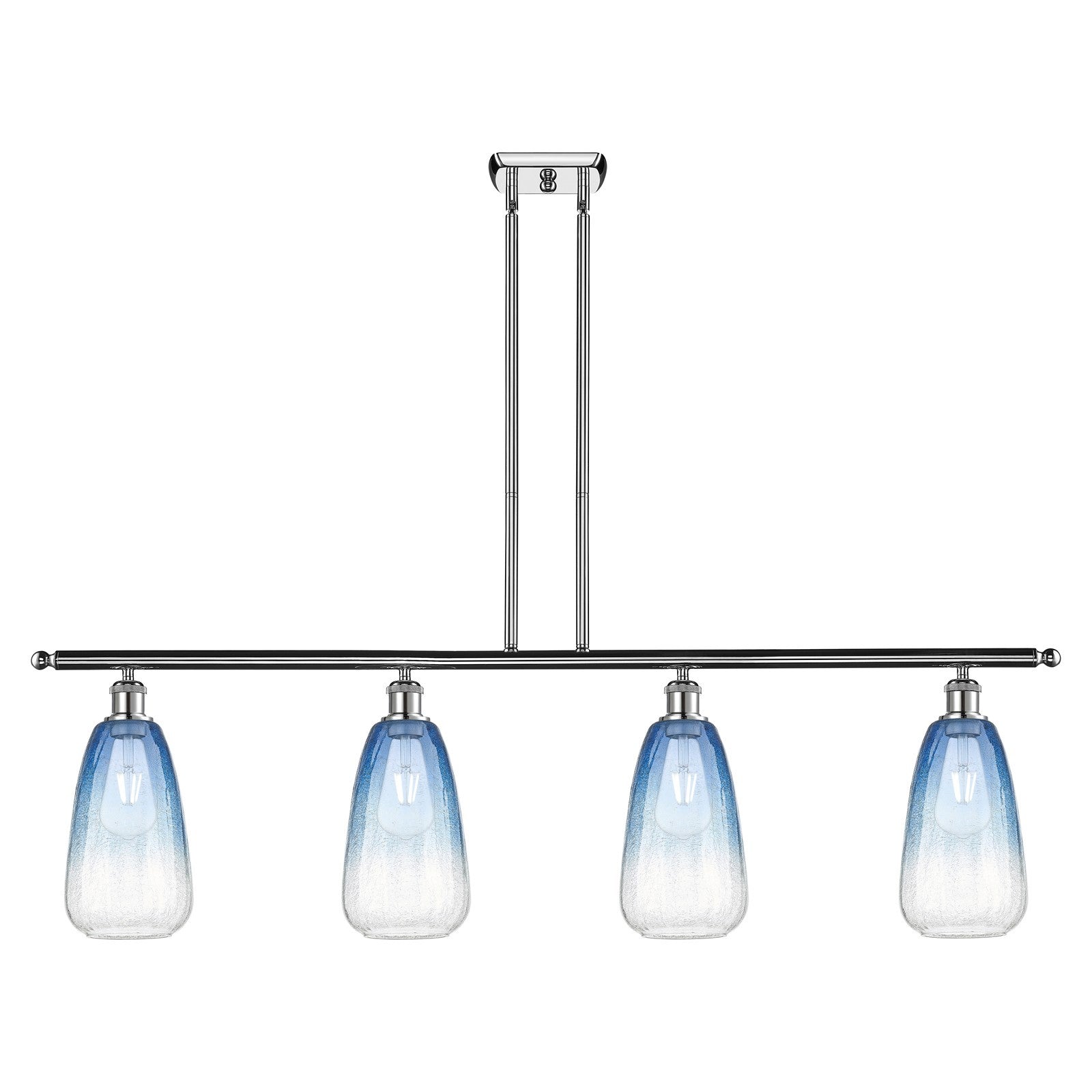 Innovations Brookhaven Almond 48in 4-Light Island Light | Industrial Polished Chrome and Sapphire Blue Glass | Kitchen Island & | Model 516-4I-PC-G480-6SB