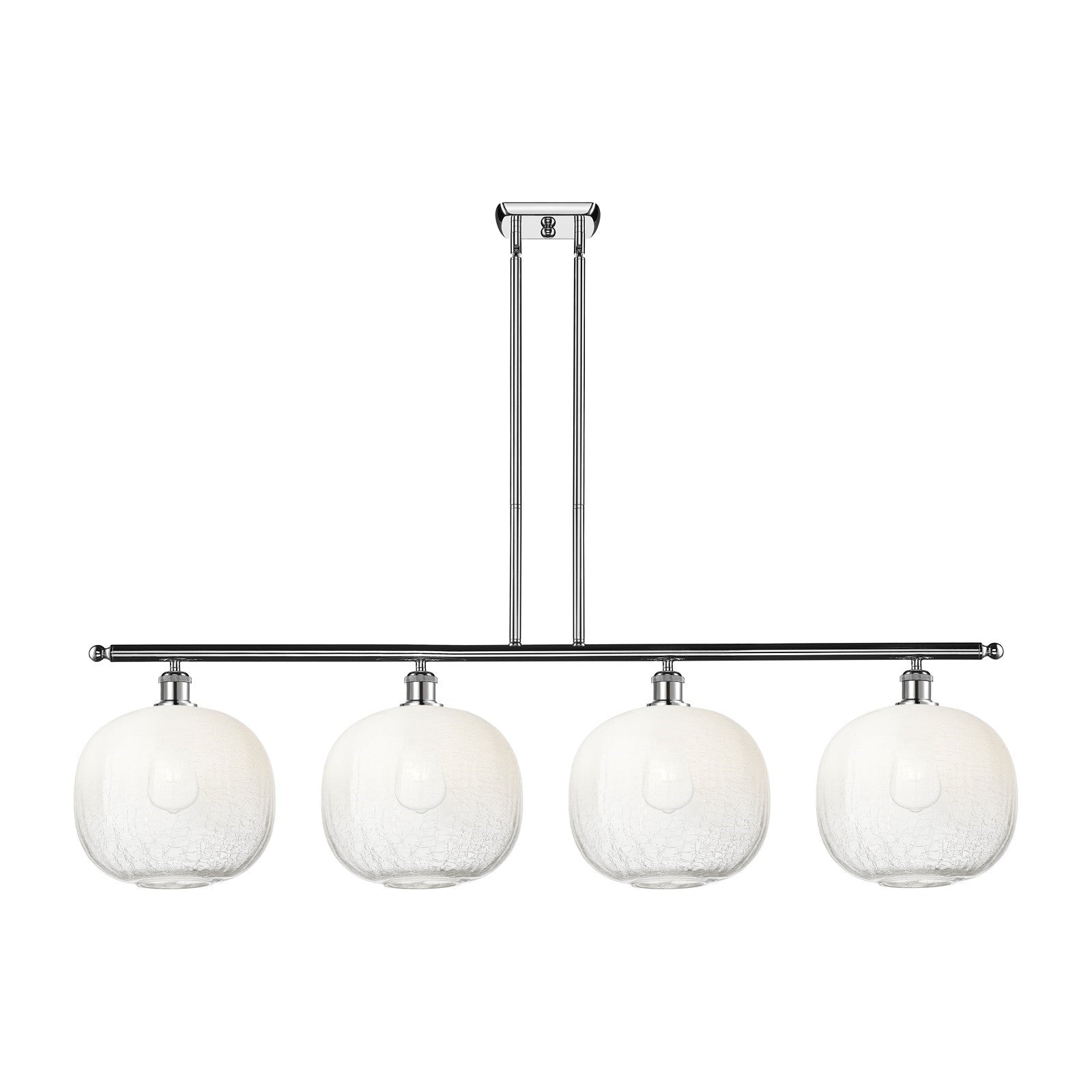 Innovations Brookhaven Sphere 49in 4-Light Island Light | Industrial Modern Polished Chrome and Opal Glass | Kitchen Island & | Model 516-4I-PC-G481-10OP