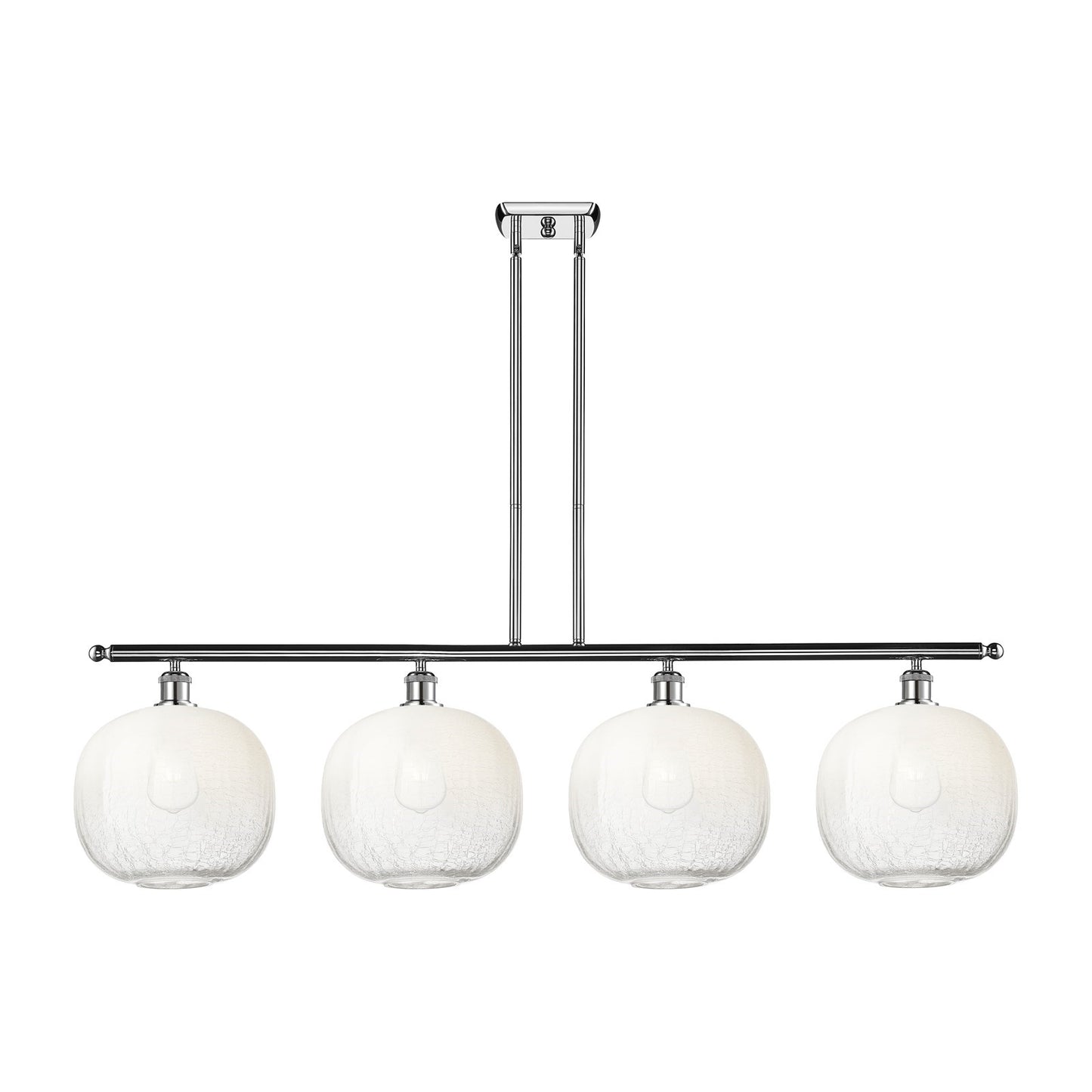 Innovations Brookhaven Sphere 49in 4-Light Island Light | Industrial Modern Polished Chrome and Opal Glass | Kitchen Island & | Model 516-4I-PC-G481-10OP
