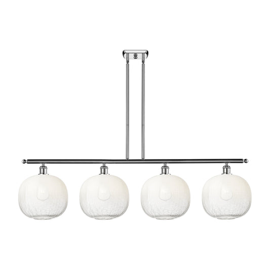 Innovations Brookhaven Sphere 49in 4-Light Island Light | Industrial Modern Polished Chrome and Opal Glass | Kitchen Island & | Model 516-4I-PC-G481-10OP
