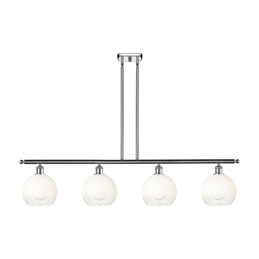 Innovations Brookhaven Globe 48in 4-Light Island Light | Industrial Polished Chrome and Opal Glass | Kitchen Island & Dining | Model 516-4I-PC-G483-8OP